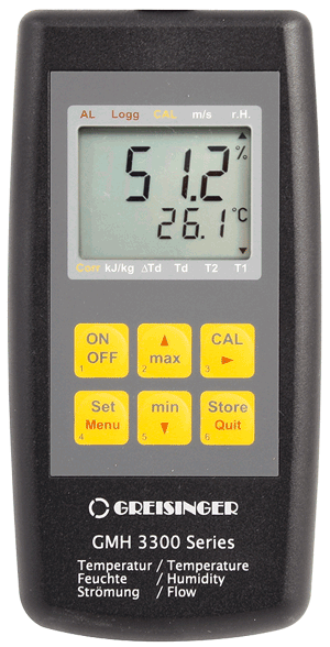 Merací prístroj na vlhkosť, teplotu a prúdenie vzduchu Greisinger GMH 3351